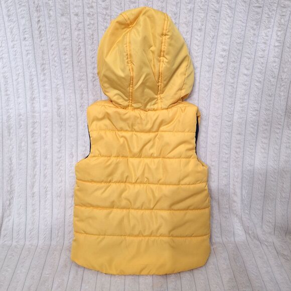 Little Me Tiger Hood Fleece Lined Yellow Puffer Vest - Size2T   Toddler Boy - Picture 3 of 8